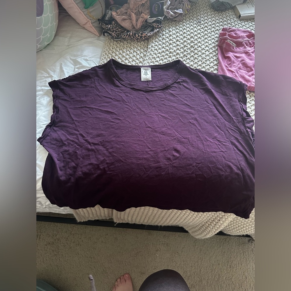 Free People- We The Free T shirt- Dark Purple- Large